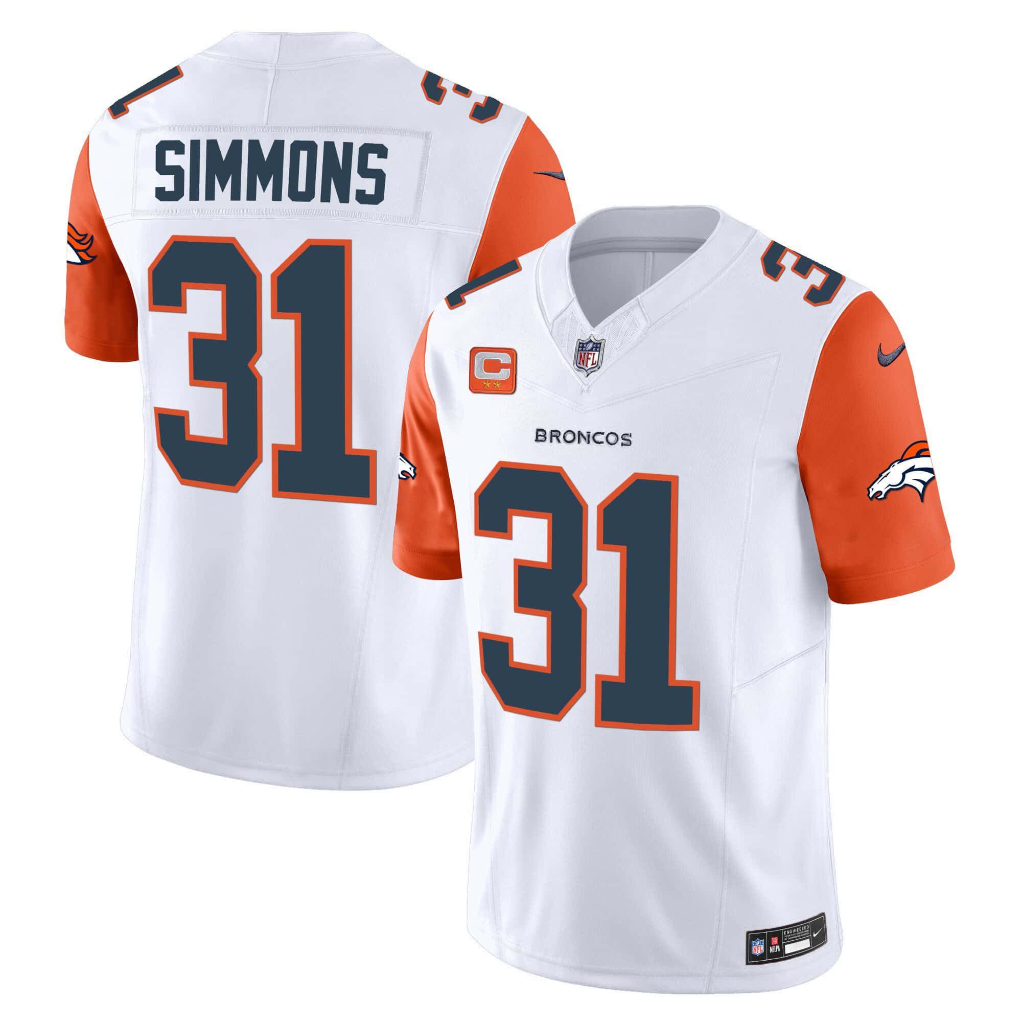 Men Denver Broncos #31 Simmons White 2024 Nike Vapor Limited NFL Jersey style 2->indianapolis colts->NFL Jersey